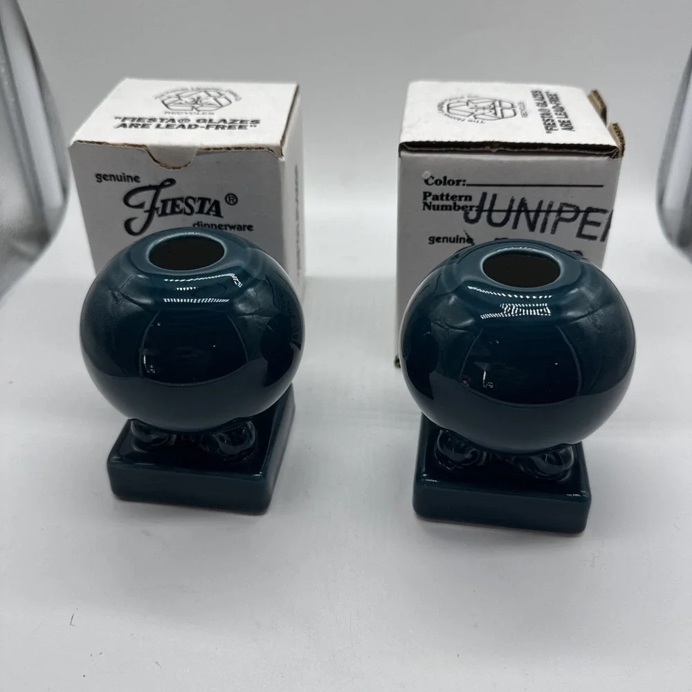 Vintage Antique Homer Laughlin Fiesta Candlestick Holder Juniper Set of 2